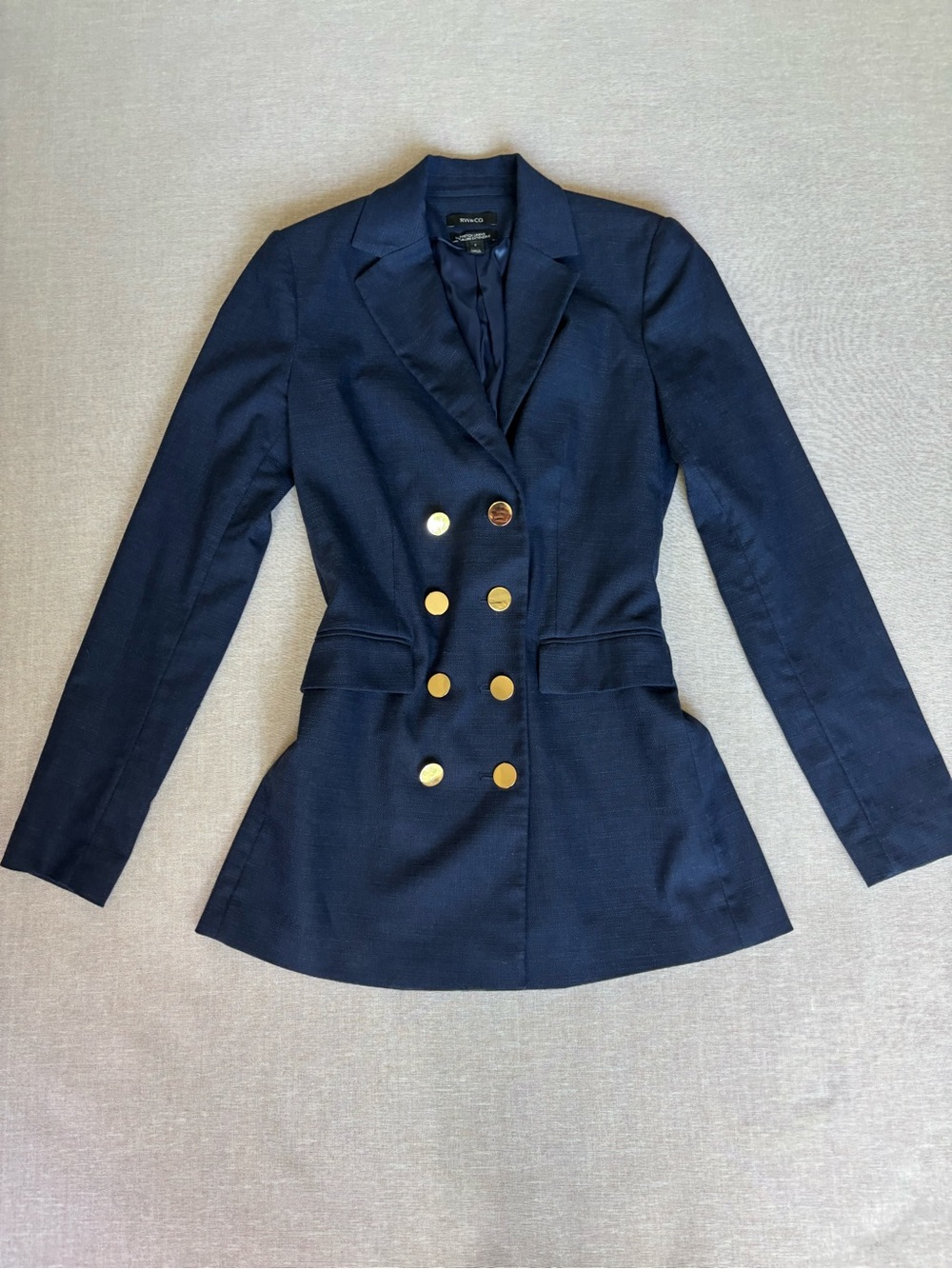 RW&CO. navy work office professional structured tailored twill blazer size 2